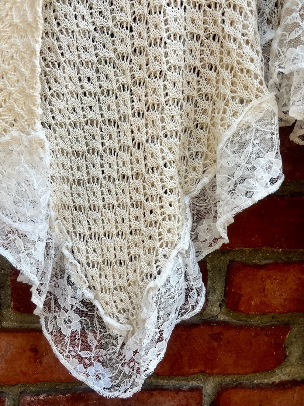 POL Cream Lace Knit Handkerchief-Hem Coastal Crochet Cotton Dress NWOT - Picture 6 of 8
